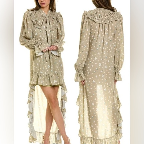 WeWoreWhat Dresses & Skirts - NWT WeWoreWhat Oat Polka Dot Floral High-Low Long Sleeve Dress